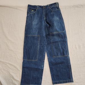 Vtg Meoshe Jeans Mens 40 Dark Blue Denim Double Knee Relaxed Wide Leg Y2K 40x34
